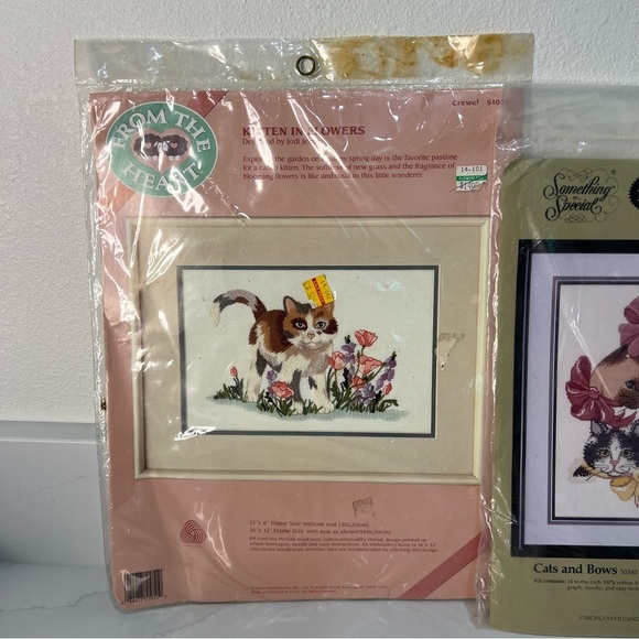Vintage Dimensions & Candamar Cat Cross Stitch Kits - Finished Size 14x14/12x8 - Picture 2 of 9